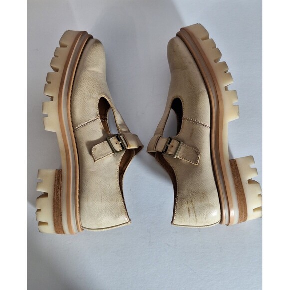 Korks Vega Platform Lugg Sole Mary Janes in Cream Sz 8M Leather Chunky Platform - Picture 8 of 14